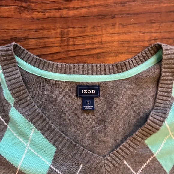 Vintage 2000s Izod Argyle V-Neck Knit Sweater | Small - Picture 3 of 4